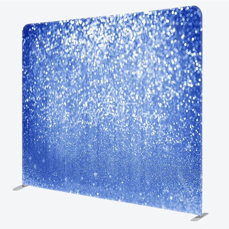 Aperturee - Aperturee Blue Glitter Tension Fabric Backdrop Sparkle Bokeh Photography Background Abstract Shimmer Decoration