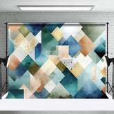 Aperturee - Aperturee Blue Gold Abstract Geometric Pattern Photo Backdrop