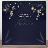 Aperturee - Aperturee Blue Gold Ball Merry Christmas Pillow Case Backdrop