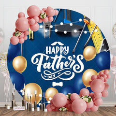 Aperturee - Aperturee Blue Gold Balloons Light Round Fathers Day Backdrop