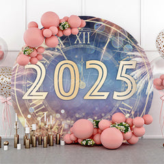 Aperturee - Aperturee Blue Gold Bokeh 2025 Round Happy New Year Backdrop