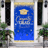 Aperturee - Aperturee Blue Gold Glitter Class 2025 Congrats Grad Door Cover