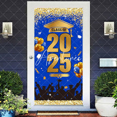 Aperturee - Aperturee Blue Gold Glitter Class of 2025 Graduation Door Cover