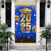 Aperturee - Aperturee Blue Gold Glitter Class of 2025 Graduation Door Cover
