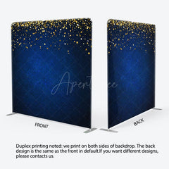 Aperturee - Aperturee Blue Gold Glitter Party Square Double-Sided Backdrop