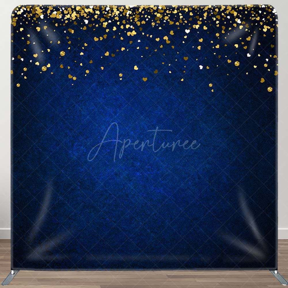 Aperturee - Aperturee Blue Gold Glitter Party Square Double-Sided Backdrop