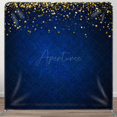 Aperturee - Aperturee Blue Gold Glitter Party Square Double-Sided Backdrop