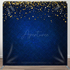 Aperturee - Aperturee Blue Gold Glitter Party Square Double-Sided Backdrop