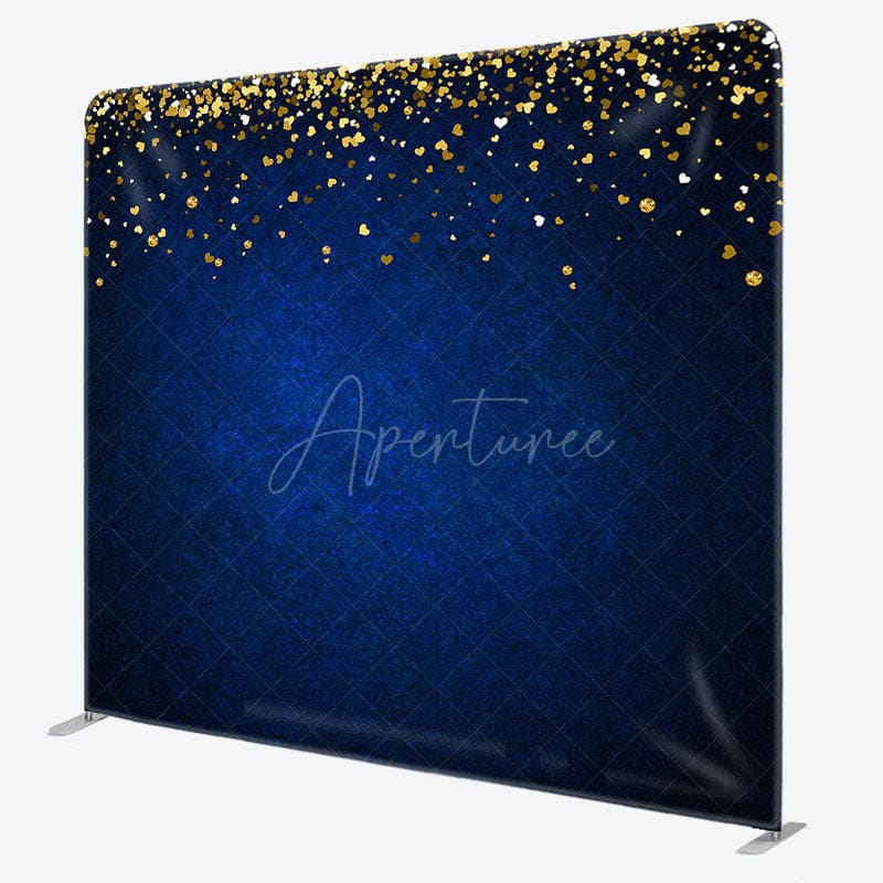 Aperturee - Aperturee Blue Gold Glitter Party Square Double-Sided Backdrop