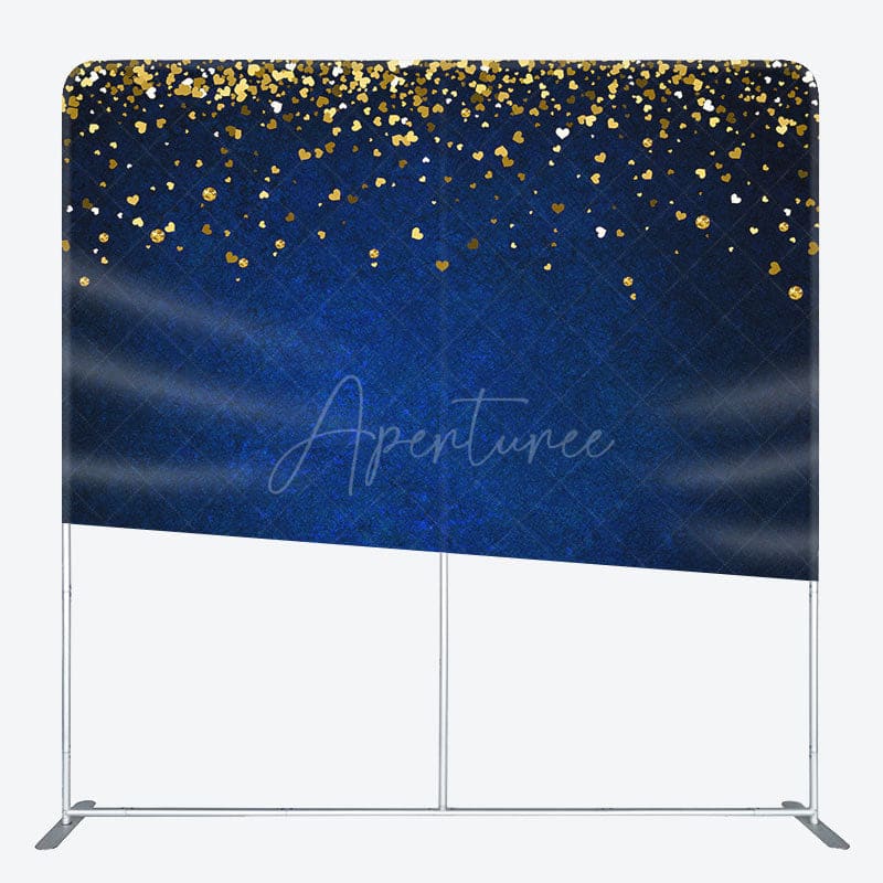 Aperturee - Aperturee Blue Gold Glitter Party Square Double-Sided Backdrop