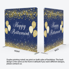 Aperturee - Aperturee Blue Gold Happy Retirement Event Tension Backdrop