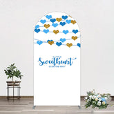 Aperturee - Aperturee Blue Gold Little Sweatheart Baby Shower Arch Backdrop