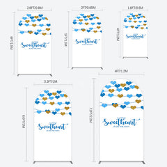 Aperturee - Aperturee Blue Gold Little Sweatheart Baby Shower Arch Backdrop