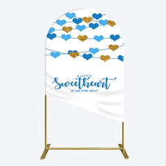 Aperturee - Aperturee Blue Gold Little Sweatheart Baby Shower Arch Backdrop