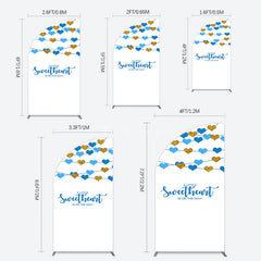 Aperturee - Aperturee Blue Gold Little Sweatheart Baby Shower Half Moon Arch Backdrop