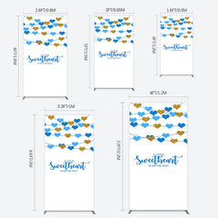 Aperturee - Aperturee Blue Gold Little Sweatheart Baby Shower Rectangle Backdrop