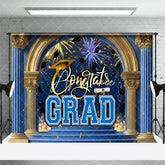 Aperturee - Aperturee Blue Gold Palace Arch Sparkle Congrats Grad Backdrop