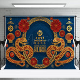 Aperturee - Aperturee Blue Gold Red Zodiac Snake Chinese Year Backdrop