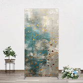 Aperturee - Aperturee Blue Gray Cement Wall Gold Dots Birthday Rectangle Backdrop