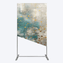 Aperturee - Aperturee Blue Gray Cement Wall Gold Dots Birthday Rectangle Backdrop