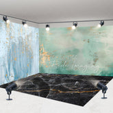 Aperturee - Aperturee Blue Green Black Gold Marbled Room Set Backdrop