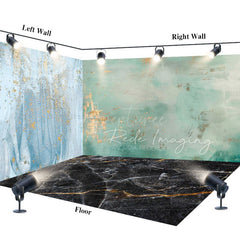 Aperturee - Aperturee Blue Green Black Gold Marbled Room Set Backdrop