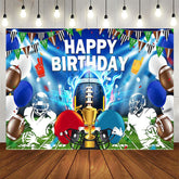 Aperturee - Aperturee Blue Green Rugby Field Sports Happy Birthday Backdrop