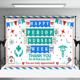 Aperturee - Aperturee Blue Green Stripe Happy Periop Nurse Week Backdrop