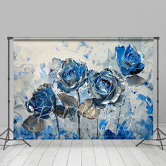 Aperturee - Aperturee Blue Grey Abstract Floral Fine Art Photo Backdrop