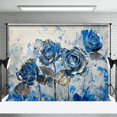 Aperturee - Aperturee Blue Grey Abstract Floral Fine Art Photo Backdrop