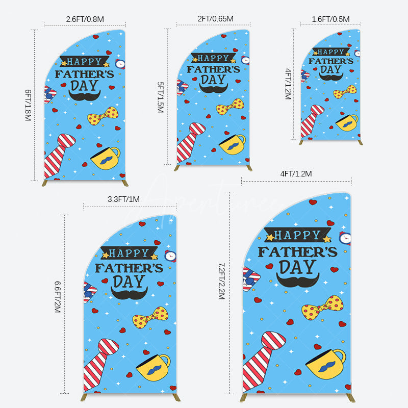 Aperturee - Aperturee Blue Heart Stars Happy Fathers Day Half Moon Arch Backdrop