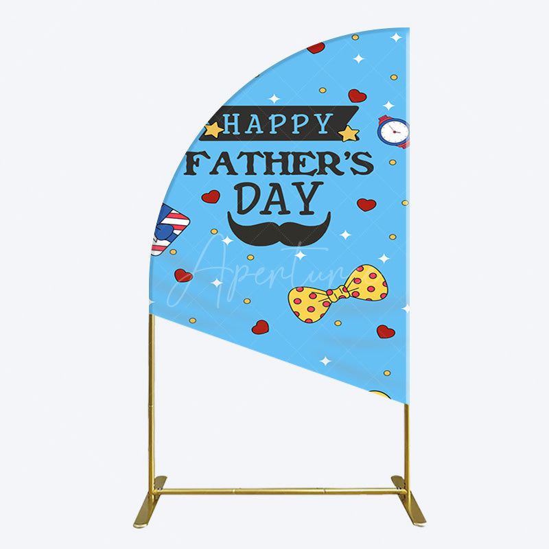 Aperturee - Aperturee Blue Heart Stars Happy Fathers Day Half Moon Arch Backdrop