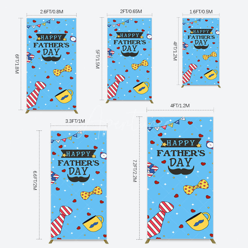 Aperturee - Aperturee Blue Heart Stars Happy Fathers Day Rectangle Backdrop