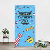 Aperturee - Aperturee Blue Heart Stars Happy Fathers Day Rectangle Backdrop