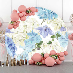Aperturee Aperturee Blue Hydrangea Floral Bridal Shower Round Backdrop
