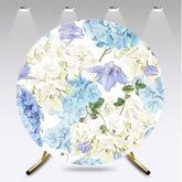 Aperturee Aperturee Blue Hydrangea Floral Bridal Shower Round Backdrop