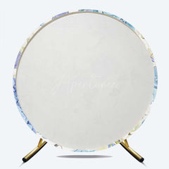 Aperturee Aperturee Blue Hydrangea Floral Bridal Shower Round Backdrop