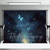 Aperturee - Aperturee Blue Lighted Mystical Butterflies Fine Art Backdrop