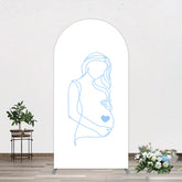 Aperturee - Aperturee Blue Lined Pregnant Woman Baby Shower Arch Backdrop