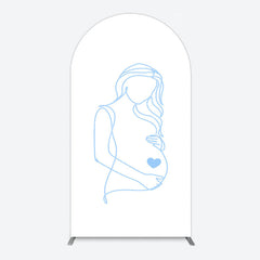 Aperturee - Aperturee Blue Lined Pregnant Woman Baby Shower Arch Backdrop