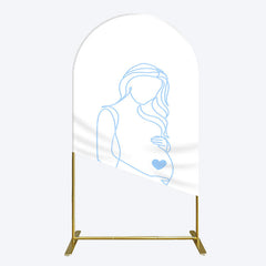 Aperturee - Aperturee Blue Lined Pregnant Woman Baby Shower Arch Backdrop