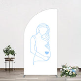 Aperturee - Aperturee Blue Lined Pregnant Woman Baby Shower Half Moon Arch Backdrop