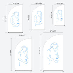 Aperturee - Aperturee Blue Lined Pregnant Woman Baby Shower Half Moon Arch Backdrop