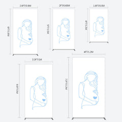 Aperturee - Aperturee Blue Lined Pregnant Woman Baby Shower Rectangle Backdrop