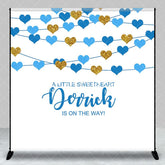 Aperturee - Aperturee Blue Little Sweetheart Custom Name Baby Shower Backdrop