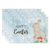 Aperturee - Aperturee Blue Love Bunny Pattern Easter Set Of 4 Placemats