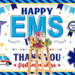 Aperturee - Aperturee Blue Medical Staff Happy EMS Week Thank You Backdrop