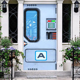 Aperturee - Aperturee Blue Modern Sci-Fi Space Gate Birthday Door Cover