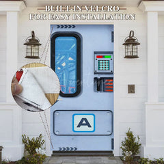 Aperturee - Aperturee Blue Modern Sci-Fi Space Gate Birthday Door Cover