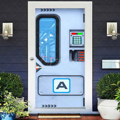 Aperturee - Aperturee Blue Modern Sci-Fi Space Gate Birthday Door Cover